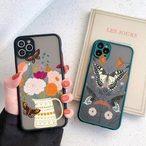 Flowers Butterfly Aesthetic Phone Case For iPhone X XS MAX XR 6s 7 8 plus SE 2020 11 12 Pro Max Back Hard Shockproof Cover Funda