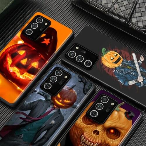 Halloween pumpkin head For Samsung Galaxy S21 S20 FE Ultra Lite S10 5G S10E S9 S8 S7 S6 Edge Plus Black Phone Case