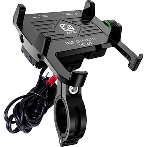 Motorcycle Phone Holder With QC3.0 3A USB Fast Charger Motorcycle Cell Phone Stand Holder for iPhone 8 X XS MAX Samsung S10 S9