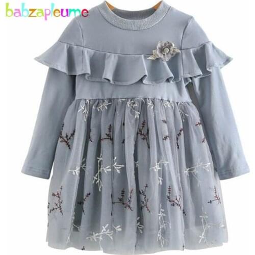 2-6Years/2020 New Spring Autumn Toddler Girls Dresses Long Sleeve Lace Flowers Baby Princess Party Tutu Dress For Kids BC1254-1