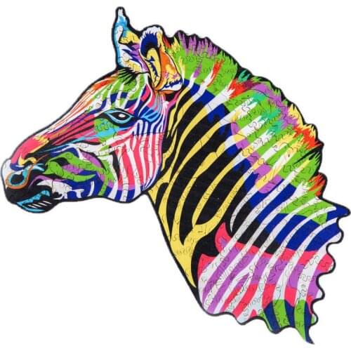 DIY Wooden Puzzle For Adults and Kids,Animals Shape Puzzle,Gift Puzzle,Zebra Shape Colorful Wooden Puzzles, Wooden Jigsaw