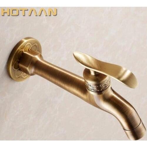 Long garden use Bibcock faucet tap crane Antique Brass Finish Bathroom Wall Mount Washing Machine Water Faucet Taps YT-5156