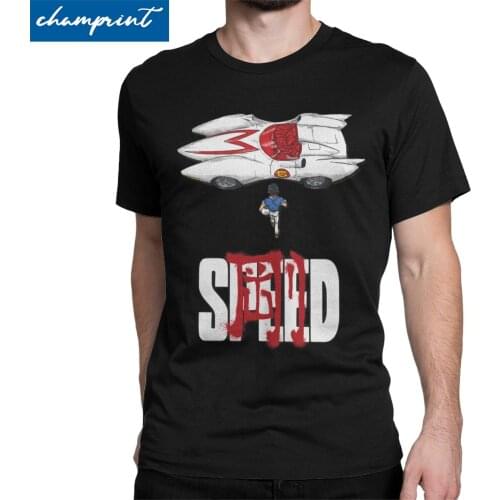 Casual Speed Racer Mach 5 Anime T-Shirt Men Crewneck Cotton T Shirts Short Sleeve Tees Plus Size Clothing