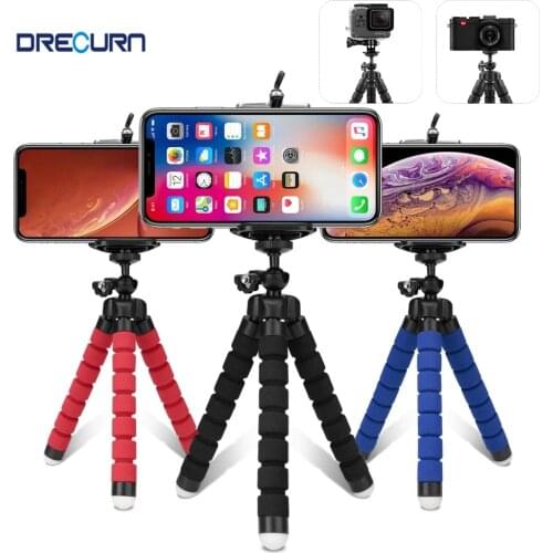 DRECURN Flexible Mini Sponge Tripod for Mobile Phone Holder Clip Stand Camera Gopro 8 7 IPhone Xiaomi Samsung Tripods Monopod