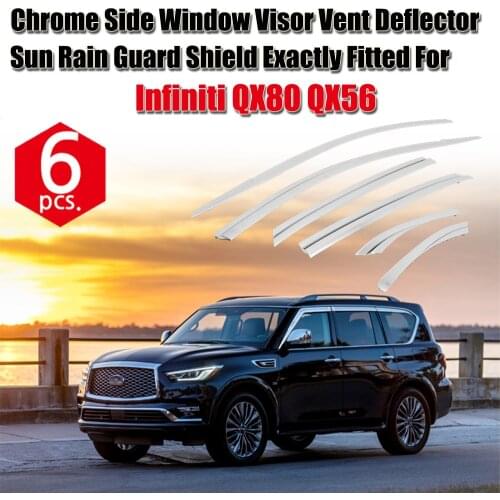 1 Set Chrome Side Vent Sun Shade Window Visors Rain Guard Deflectors For Infiniti QX80 QX56
