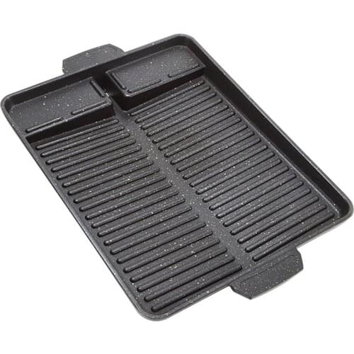 Korean BBQ Grill Pan Non-Stick Smokeless Charcoal Grill Plate for Butane Gas Stove Party Picnic Terrace Beach Barbecue Tray