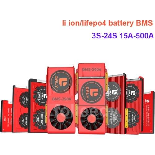 Daly BMS LiFePo4 Li-ion 3S 7S 8S 12S 13S 14S 15S 16S 17S 20S 24S 40A 50A 80A 100A 150A 200A 250A 300A 400A 500A 48V 60V 72V 36V