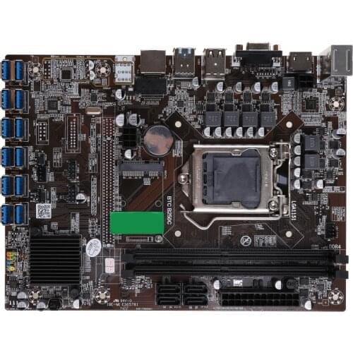 BTC Motherboard B250C BTC CPU Miner Motherboard DDR4 12 PCI-E Graphics Card Support LGA 1151 GPU Cryptocurrency Mining