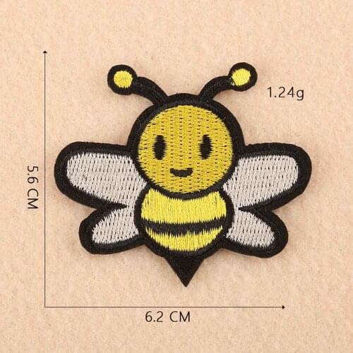 Cartoon Bee crab Full Embroidery Iron On Embroidered Clothes Patches For Clothing Stickers Garment Wholesale