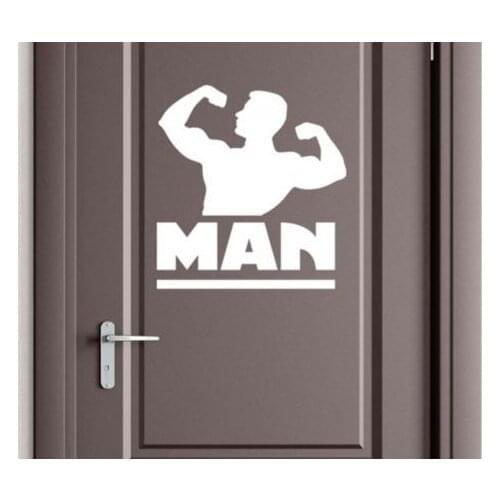 Men Bathroom Door Sticker Decals Muscular Man Washroom Toilet Sticker Gym Door Sticker Decor Vinyl Posters S-58