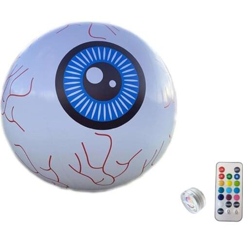 Halloween Inflatable Eyeball LED Luminous Discolored Eyeball with Remote Control for Halloween Party Decoration