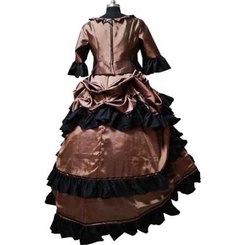 2020 New brown victorian Halloween Cosplay dress Colonial Georgian Renaissance Gothic Historical dress D-583