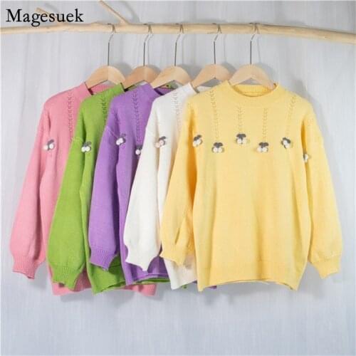 Autumn Winter Women Sweaters Tops Loose Pullover Embroidered Knit Sweater Women Vest Sweet Casual Woman Sweaters Jumper 11345