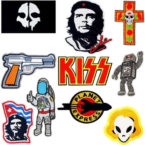 Hunting Pistol Iron on Patches for Clothing DIY Stripes Clothes Patchwork Sticker Custom Applique