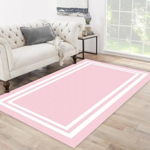 Pink color white line frame patterned carpet modern carpet living room carpet free shipping soft textured carpet