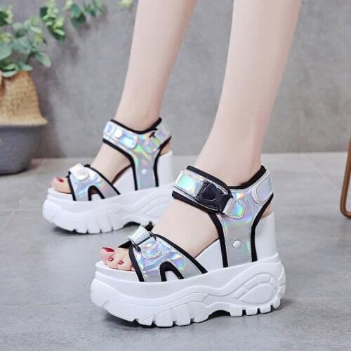 Platform Sandals Muffin Bottom 2020 Symphony Chunky Super High Heel Student Increase Summer Beach Shoes