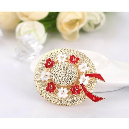 Enamel Hat Brooches Straw Metal Hat Badges for Women Christmas Corsage Coat Sweater Accessories High Quality Gifts