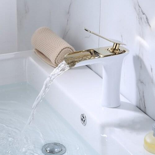Bathroom Faucets Waterfall All Copper Cold and Hot Washbasin Faucet Table Basin Single Hole Washbasin Platinum Antique Faucet