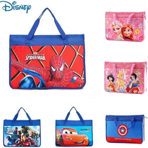 Disney Marvel Spiderman Student Art Sketch Bag File Bag Boy and Girl Frozen Cute Cram School Remedial Class Portable Bag