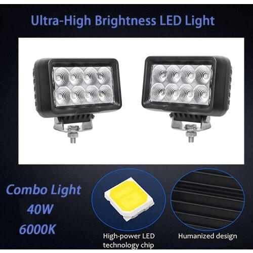 LED Work Light 40W Waterproof Square Angel Eyes LED Portable Spot Flood lights Offroad 6000K Super bright Light For Truck Car