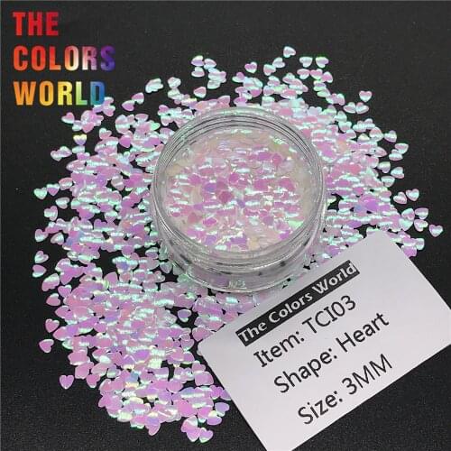 TCT-103 Heart Shape Pearlescent Indescent 3MM Size Nail Glitter Nail Art Decoration Body Glitter Gel Makeup Henna Handwork DIY