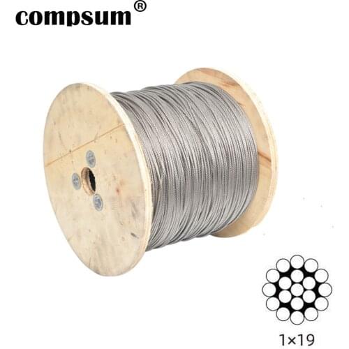 T316 1X19 Stainless Steel Wire Rope cable rails hand rails and sailboat stay cables 1/8