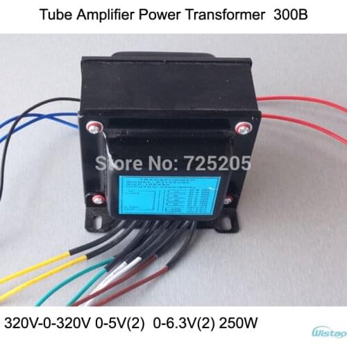 IWISTAO Tube Amplifier Power Transformer 250W 300B 320V-0-320V 0-5V 0-6.3V HIFI Audio DIY