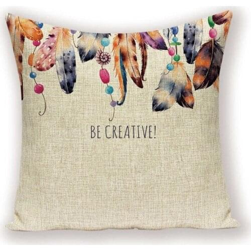 Vintage Cartoon Cushion Cover Feather Floral Living Room Cushions Letter Pillow Case Farmhouse 45x45 Decor Throw Pillow Covers