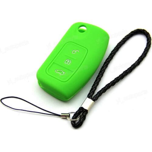 Green Silicone Remote Case Cover For Ford Focus C Fusion Flip Key 3 Buttons FOGR