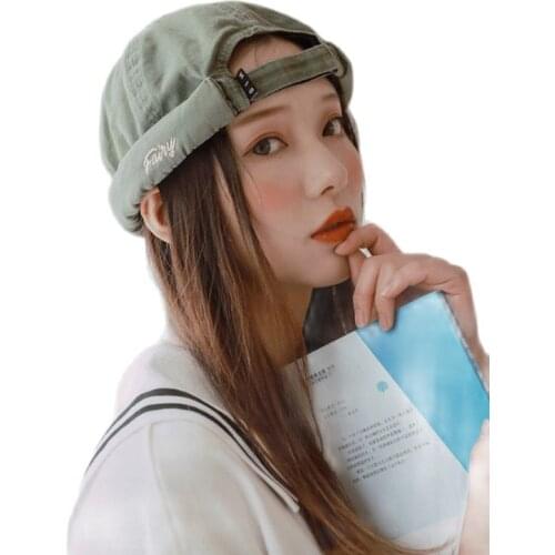 Skullcap Brimless Hat Beanie Hat Women Hip Hop Women cap Cotton Retro Adjustable Brimless Hat Literary Landlord Sailor Cap