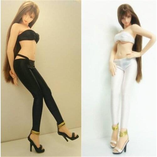 In Stock 1/6 Scale Female Sexy Low-rise Leggings Black/White Pants Clothes Suit For 12" Action Figure Body