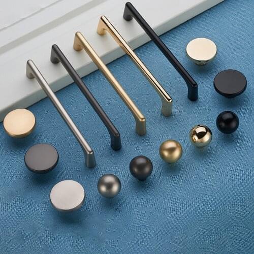 Zinc Alloy Gold Cabinet Handles Solid Drawer Knobs Kitchen Cupboard Wardrobe Door Pulls Furniture Handle Hardware