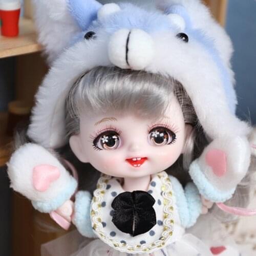 1/8 BJD Pocket 16cm Doll Mechanical Joint Body with Makeup Hair Eyes Clothes Shoes Cute SD Gift Box Packaging