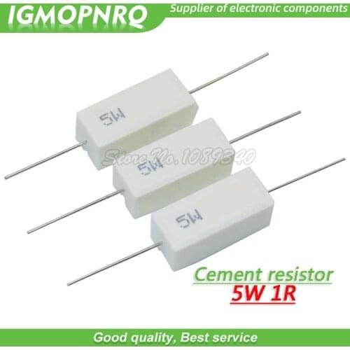 10pcs 5W 1 ohm Cement resistance resistor 1R 1ohm GMOPNRQ
