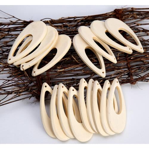 20Pcs 60mm DIY Natural Unfinished Geometric Wooden Beads Water Drop Shape For Earrings Jewelry Making