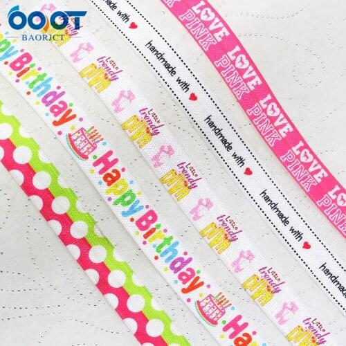 10yards 5/8 '' Cartoon English Ribbon Elastic Collapsible Elastic Stretch Hairband Baby Hair Band Headband E-20425-724