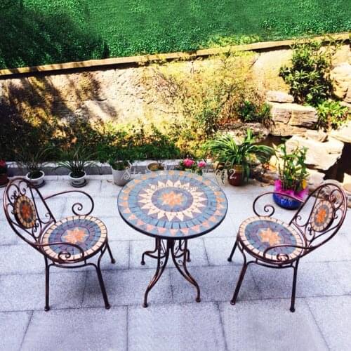 3in1 American Rural Iron Art Retro Outdoor Folding Table & Chair Suite Outdoor Courtyard Table And Chair Garden Balcony 65/80cm