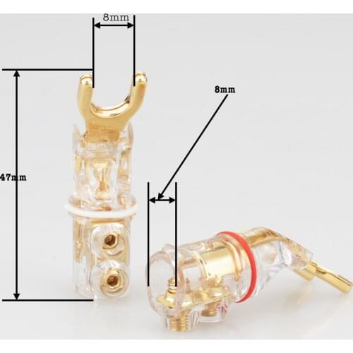 4Pcs hifi audio Y Spade plug brass Speaker Terminal Connector