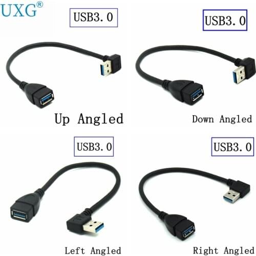 90 Degree USB 3.0 2.0 A male to female Adapter Cable Angle USB 3.0 Extension Extender Fast Transmission Left/Right/Up/Down cord