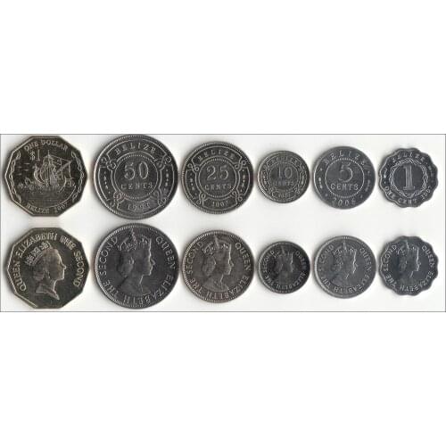 Belize 1 Set 6 Pieces America Coins New Original Coin Unc Commemorative Edition 100% Real