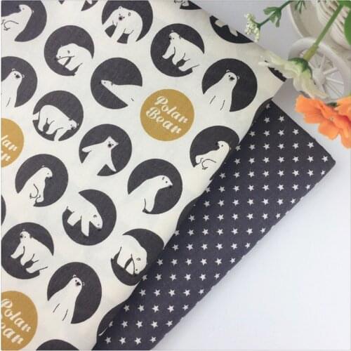 Black Polar bear Stars bundle Patchwork Cotton Fabric Fat Patchwork Diy Sewing Fabrics Doll Baby clothing Tilda Quilt Tissue