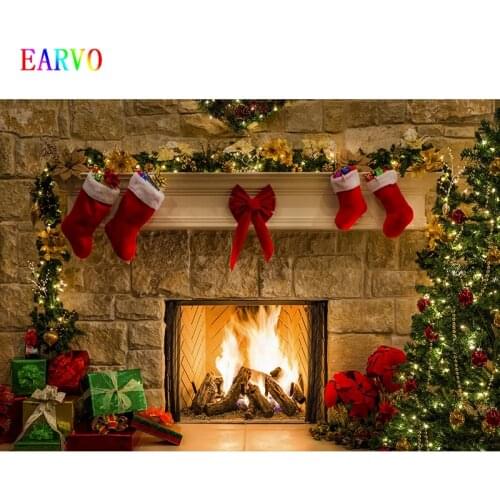EARVO Winter Christmas Backdrops Christmas tree background Home decoration party Photographic Backgrounds Lantern Kid Gift