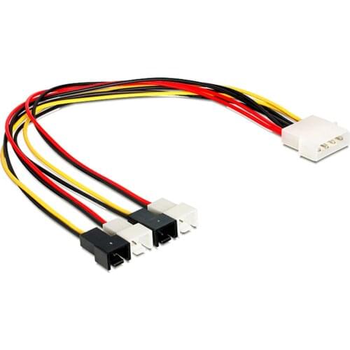 IDE Molex 4-pin to Case cooling Fan 3-pin TX3 Multi-Fan Out Power Adapter Converter Cable w/ Speed Reduction ,2x5V/2x12V