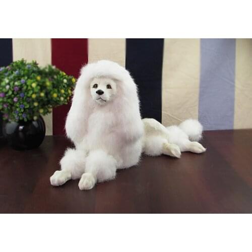 Simulation dog poodle toy model prone pose 40x15x21cm, plastic&fur white poodle handicraft,home decoration toy gift w5872