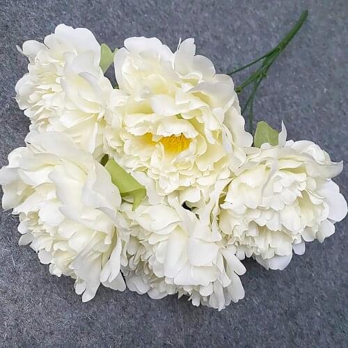 1PCS Vintage Artificial Peony Flowers Bouquet 5 Big Head Fake Flowers Decor Bridal Bouquet For Home Table Wedding Supplies