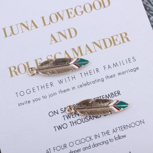 Drip Oil Alloy Indian Feather Enamel Charms Metal Pendant Craft For DIY Vintage Jewelry Charms Findings Necklace Bracelet Making