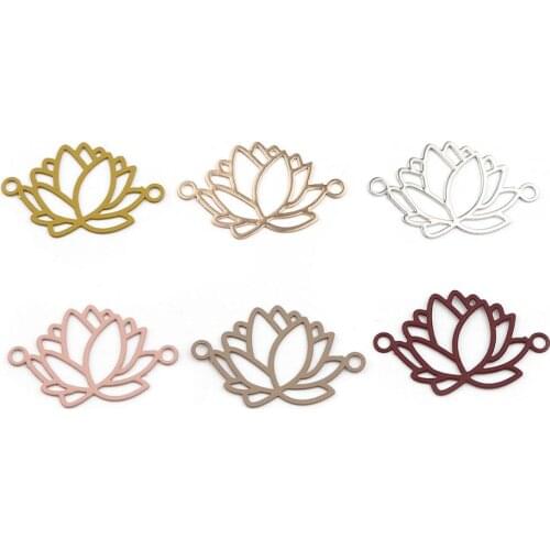 DoreenBeads Fashion Copper Filigree Stamping Connectors Flower Wine Red Colorful Jewelry DIY Findings Charms 23mm x 14mm, 10 PCs