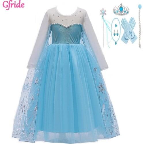 Girls Snow Queen 2 Costumes For Kids Dress For Children Halloween Christmas Gowns Infant Holiday Dresses 2-10 Years