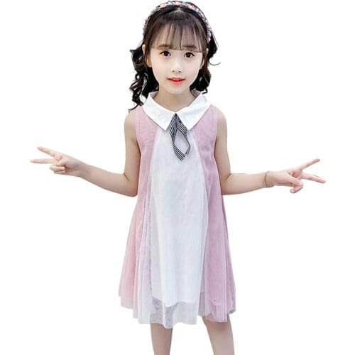 Summer Dress For Girls Big Bow Dress For Girl Mesh Children Dresses Patchwork Costume Girl