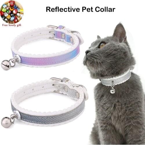 Pet Kawaii Cat Collar with Bell Leather Breakaway Reflective Cats Collar Charm Collar for Kittens Things for Cats Coleira Gato